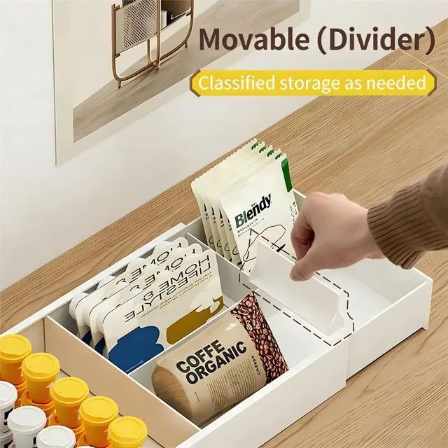 Alt view image 7 of 7 - Expandable Kitchen Drawer Organizer, Telescoping Cutlery Tray, White Adjustable Storage Box with Multiple Compartments for Utensils, Silverware, and Kitchen Tools