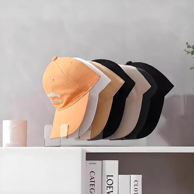 Alt view image 3 of 7 - Hat Organizer for Baseball Caps, 2 Pack, Clear Acrylic, Transparent | No Install, Hat Holder for 14 Caps, Space Saving, Closet Storage
