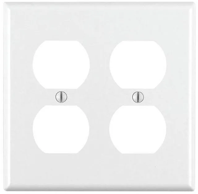 Main image of 2-Gang Duplex Device Receptacle Wallplate, Standard Size, Thermoset, Device Mount, 88016, White