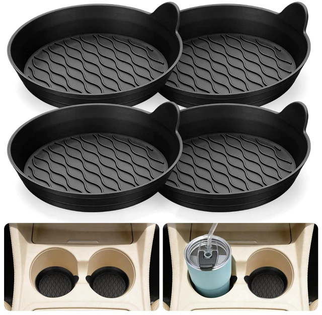 Main image of Car Coasters for Cup Holders, Universal Non-Slip Coasters Set of 4 Pack, Black Silicone Car Accessories Interior for Car Truck Cup Holder