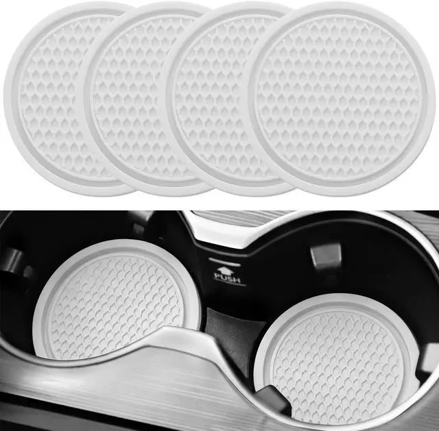 Main image of Car Cup Coaster, 4PCS Universal Non-Slip Cup Holders Embedded in Ornaments Coaster, Car Interior Accessories, White