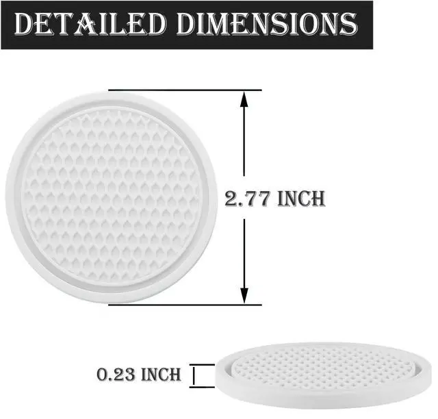 Alt view image 2 of 6 - Car Cup Coaster, 4PCS Universal Non-Slip Cup Holders Embedded in Ornaments Coaster, Car Interior Accessories, White