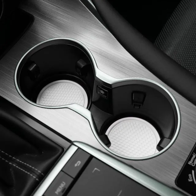 Alt view image 4 of 6 - Car Cup Coaster, 4PCS Universal Non-Slip Cup Holders Embedded in Ornaments Coaster, Car Interior Accessories, White