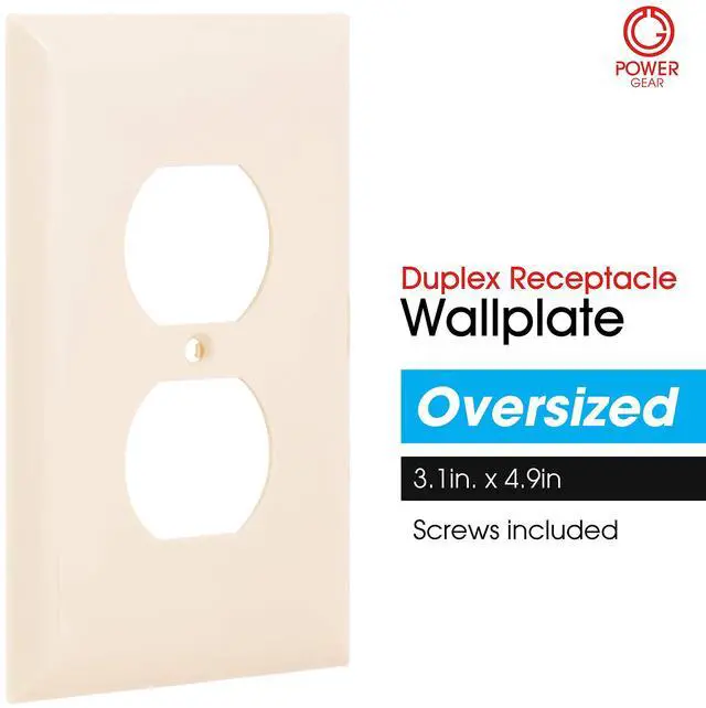 Alt view image 2 of 6 - Power Gear Duplex Outlet Wall Plate Cover, Light Almond, 1 Pack | Screws Included, Sturdy Nylon Construction, Fits Standard Duplex Outlets, 3.1in x 4.9in