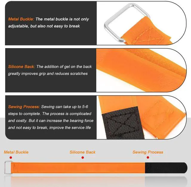 Alt view image 5 of 7 - Bicycle Straps with Buckle for Car Bike Rack-Multi-Purpose Tighten Straps | Nylon strap, for bicycle transportation & storage, non-slip silicone backing prevents scratches, 2pcs orange 30" tie downs
