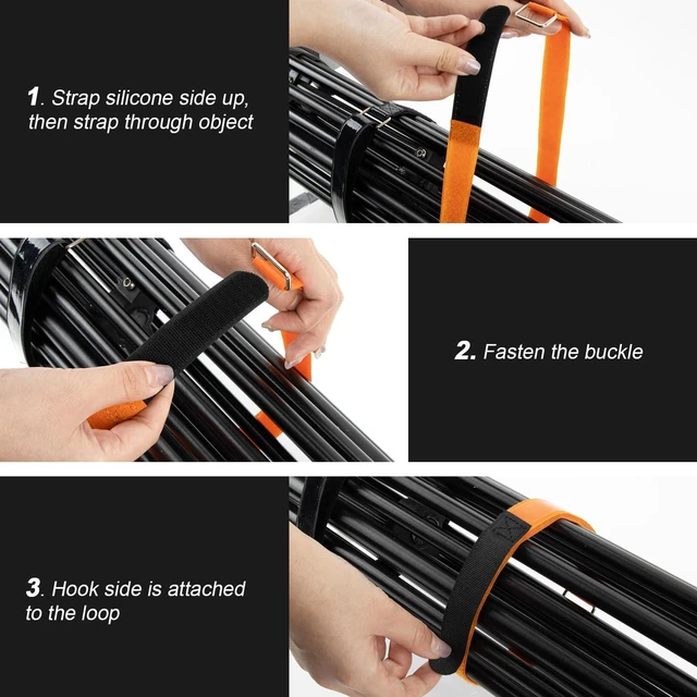 Alt view image 4 of 7 - Bicycle Straps with Buckle for Car Bike Rack-Multi-Purpose Tighten Straps | Nylon strap, for bicycle transportation & storage, non-slip silicone backing prevents scratches, 2pcs orange 30" tie downs