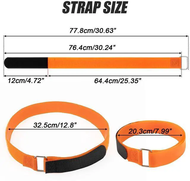 Alt view image 6 of 7 - Bicycle Straps with Buckle for Car Bike Rack-Multi-Purpose Tighten Straps | Nylon strap, for bicycle transportation & storage, non-slip silicone backing prevents scratches, 2pcs orange 30" tie downs