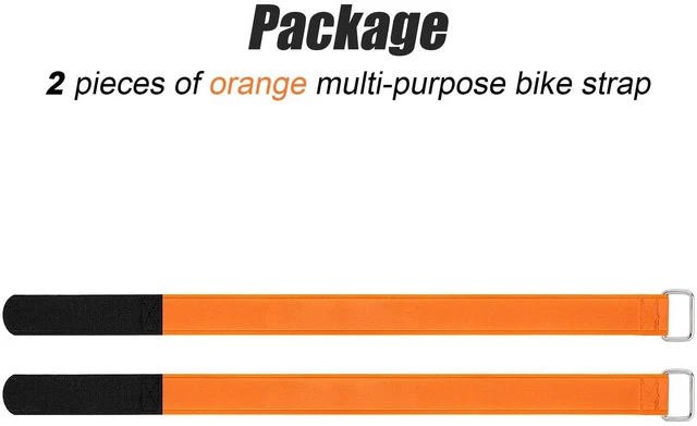 Alt view image 7 of 7 - Bicycle Straps with Buckle for Car Bike Rack-Multi-Purpose Tighten Straps | Nylon strap, for bicycle transportation & storage, non-slip silicone backing prevents scratches, 2pcs orange 30" tie downs