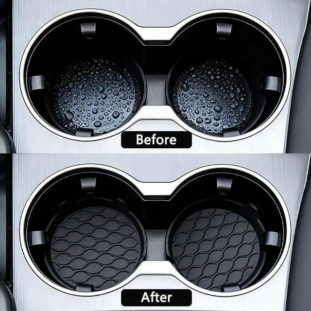 Alt view image 2 of 6 - DandyChic Car Cup Holder Coaster, Cup Holder Lined with Anti Slip Silicone Coaster, Car Universal Interior Accessories, 4-PackBlack