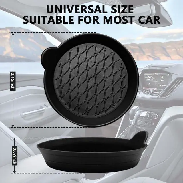 Alt view image 3 of 6 - DandyChic Car Cup Holder Coaster, Cup Holder Lined with Anti Slip Silicone Coaster, Car Universal Interior Accessories, 4-PackBlack