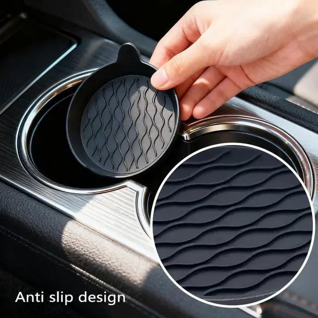 Alt view image 4 of 6 - DandyChic Car Cup Holder Coaster, Cup Holder Lined with Anti Slip Silicone Coaster, Car Universal Interior Accessories, 4-PackBlack