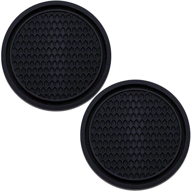 Main image of 2PCS Car Cup Holder Coaster, Universal Auto Non-Slip Cup Holder Coaster, 2.75In Universal Non-Slip Recessed Car Interior Accessories (Black)
