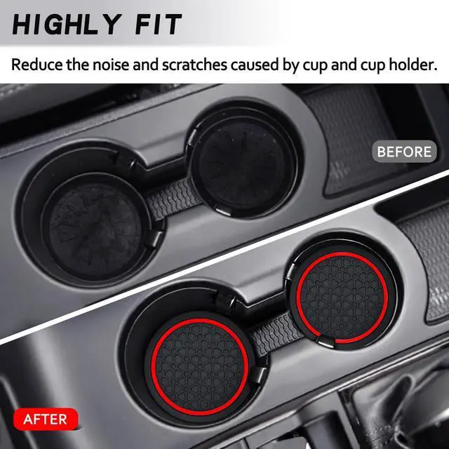 Alt view image 2 of 7 - Car Cup Coasters, 2 Pack 2.77 Inch Universal Auto Cup Holder Insert Coasters, Non-Slip Anti Dust Mats Suitable for Most Car Interior Accessories (Red)