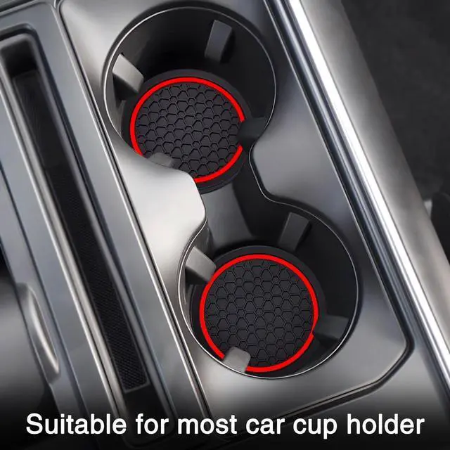 Alt view image 6 of 7 - Car Cup Coasters, 2 Pack 2.77 Inch Universal Auto Cup Holder Insert Coasters, Non-Slip Anti Dust Mats Suitable for Most Car Interior Accessories (Red)