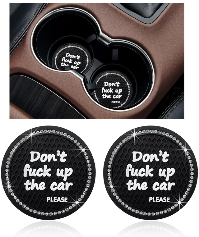Main image of 2 Pack Bling Car Cup Holder Coaster, 2.75 Inch Anti-Slip Auto Insert Cup Coaster, Crystal Car Drink Cup Mat Perfect for Women Girls, Universal Interior Decor Accessories (Black)