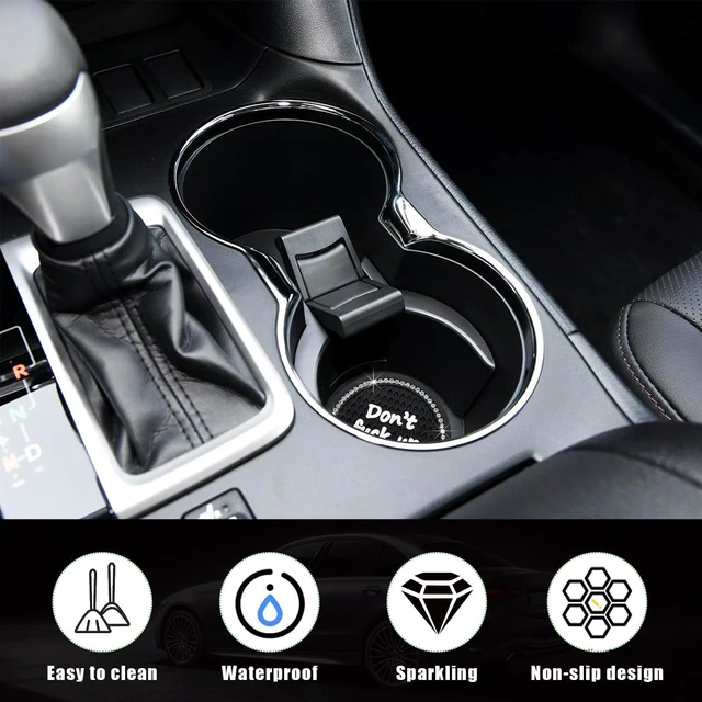 Alt view image 3 of 6 - 2 Pack Bling Car Cup Holder Coaster, 2.75 Inch Anti-Slip Auto Insert Cup Coaster, Crystal Car Drink Cup Mat Perfect for Women Girls, Universal Interior Decor Accessories (Black)