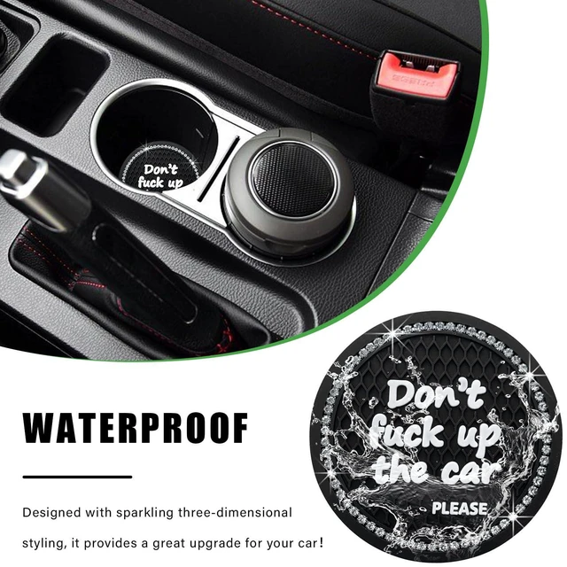 Alt view image 5 of 6 - 2 Pack Bling Car Cup Holder Coaster, 2.75 Inch Anti-Slip Auto Insert Cup Coaster, Crystal Car Drink Cup Mat Perfect for Women Girls, Universal Interior Decor Accessories (Black)