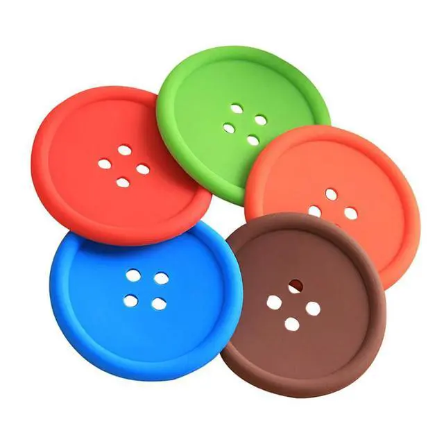 Alt view image 2 of 7 - 10Pcs Silicone Drink Coaster,Colorful Round Button Shaped Cup Cushion Holder,Coffee Drink Mat,Heat Insulation Pad with Deep Grooved and Non-Slip Placemat