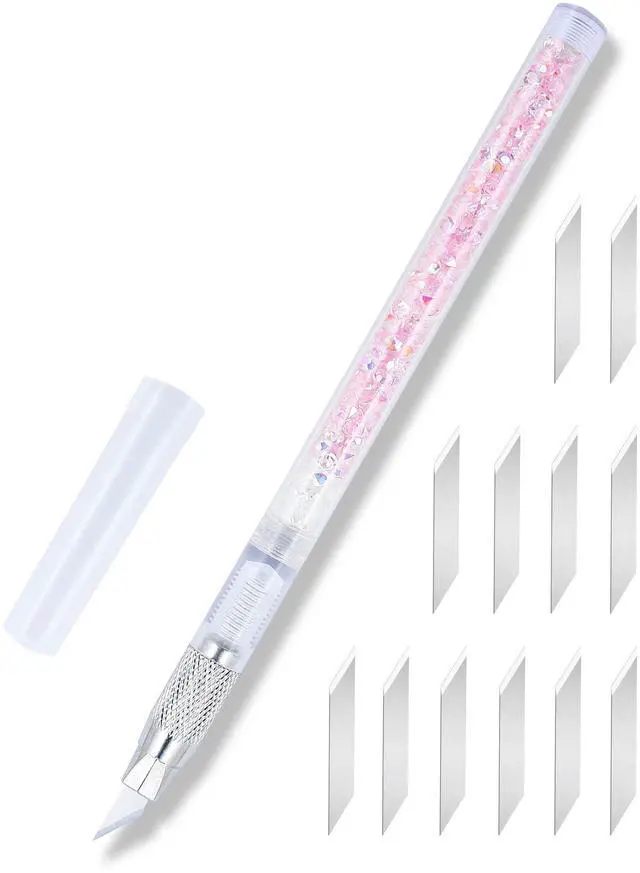 Main image of Exacto Knife Set, Bling Hobby Knife Pen with Blade Refills, Craft Cutting Tools for Scrapbooking Stencil Washi Tape Sticker Cutter, Pink