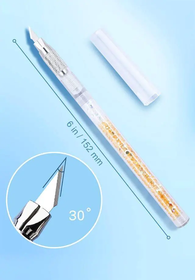 Alt view image 5 of 6 - Exacto Knife Set, Bling Hobby Knife Pen with Blade Refills, Craft Cutting Tools for Scrapbooking Stencil Washi Tape Sticker Cutter, Pink