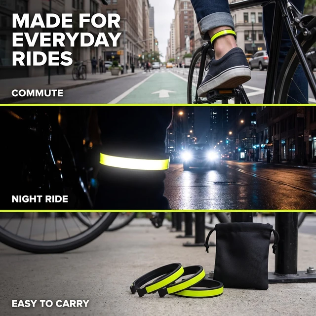 Alt view image 7 of 7 - 3Pcs Cycling Trouser Clip Cycling Ankle Safety Band Reflective Bicycles Clip Pant Leg Cuff Clip Bikes Cycling Equipment Cycling Trouser Wrap Clip Reflective Gear Accessories Outdoor Recreation