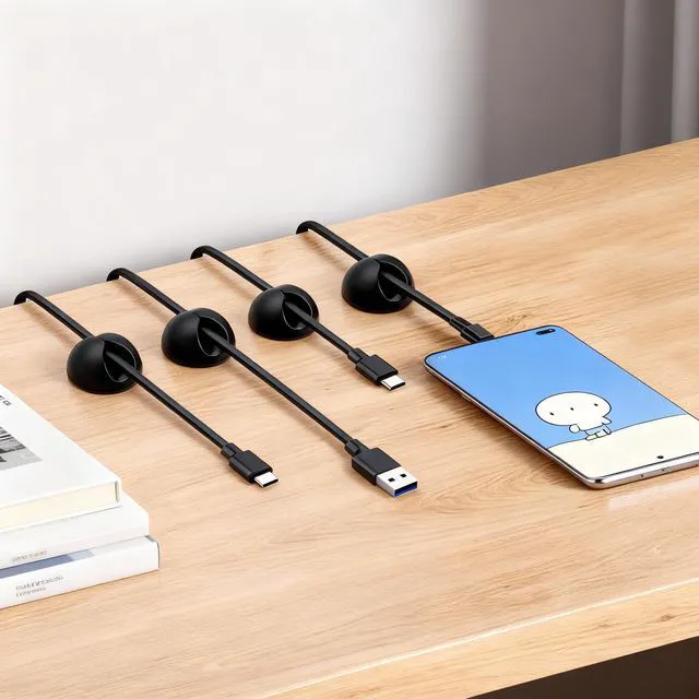 Alt view image 3 of 4 - Desk Cord Cable Holder Clips, Adhesive Charging Cord Wire Organizer Keeper Holder for Nightstand, Desk, Office or Mouse with 1 Power Strip Holder