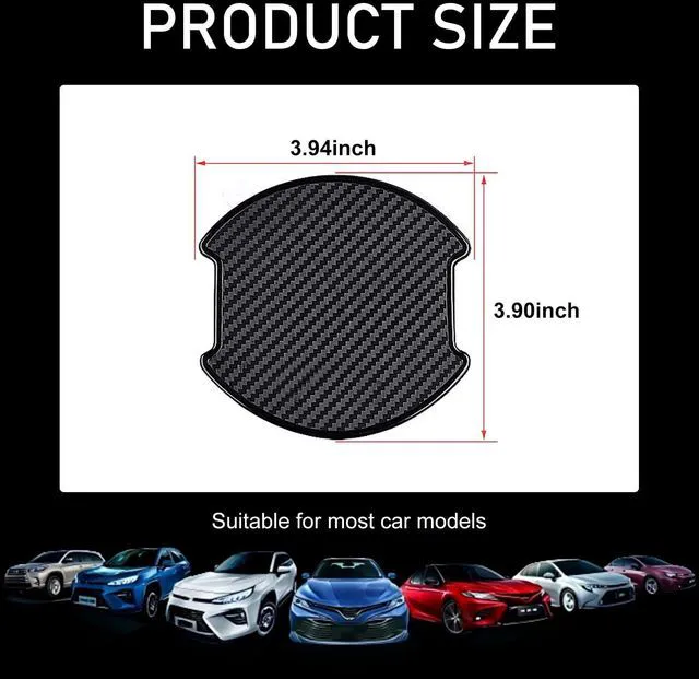 Alt view image 2 of 6 - 4PCS Car Door Handle Scratch Protector, 3D Carbon Fiber Auto Door Bowl Sticker, Universal Anti-Scratch Doors Handle Paint Protection Film, for Most Vehicles (Large)
