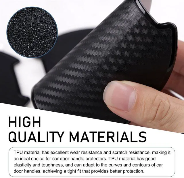 Alt view image 4 of 6 - 4PCS Car Door Handle Scratch Protector, 3D Carbon Fiber Auto Door Bowl Sticker, Universal Anti-Scratch Doors Handle Paint Protection Film, for Most Vehicles (Large)
