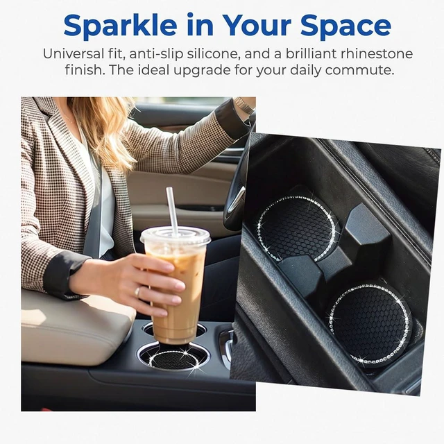 Alt view image 3 of 6 - Car Cup Holder Coasters, Bling Cup Holder Insert Coaster Car Interior Accessories-2.75 inch Silicone Anti Slip Car Coaster-Universal (Pack of 2) DBlosp