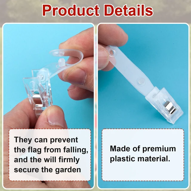 Alt view image 3 of 6 - 10PCS Garden Flag Clips, Plastic Anti-Wind Flag Stoppers, Clear Yard Flag Holder Stoppers, Mini Flag Clamps for Wedding, Party, Accessories for Small Yard Flags Poles
