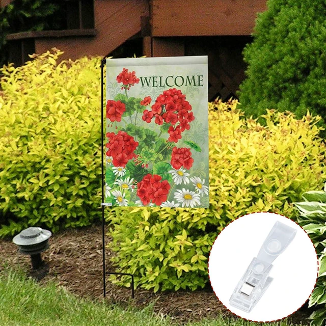 Alt view image 4 of 6 - 10PCS Garden Flag Clips, Plastic Anti-Wind Flag Stoppers, Clear Yard Flag Holder Stoppers, Mini Flag Clamps for Wedding, Party, Accessories for Small Yard Flags Poles