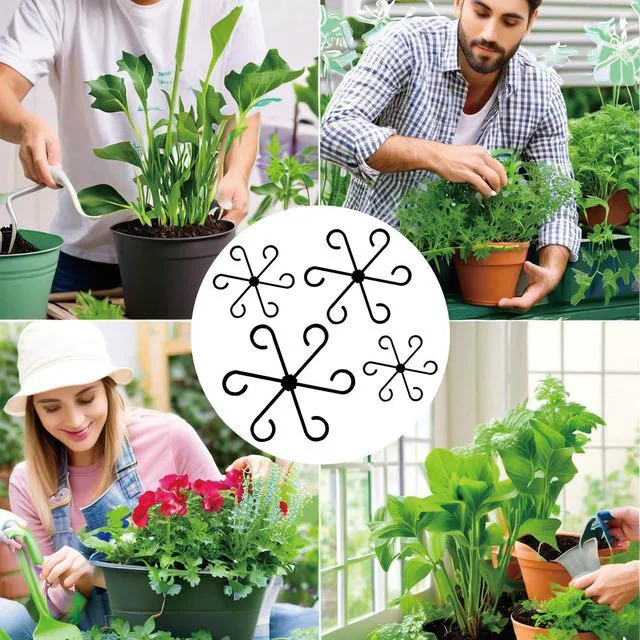 Alt view image 5 of 7 - Guokoo 4 Pcs Plant Stem Support Reusable Plant Growth Accessories, Different Sizes Climbing Plant Stakes for Indoor Plants to Decorative (Black)