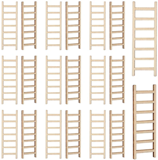 Main image of 20 Pcs Mini Garden Ladder - 2.36'' x 0.78'' Wooden Miniature Ladder Accessories for Landscape Dollhouse Decor