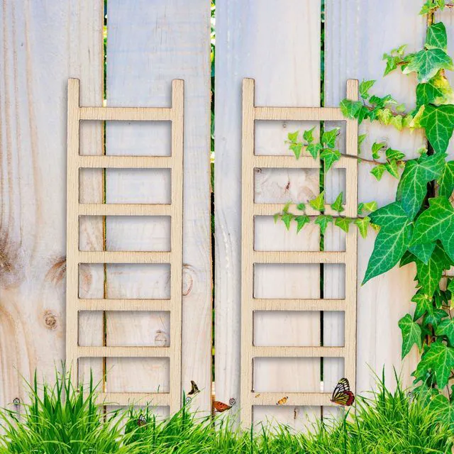 Alt view image 3 of 7 - 20 Pcs Mini Garden Ladder - 2.36'' x 0.78'' Wooden Miniature Ladder Accessories for Landscape Dollhouse Decor