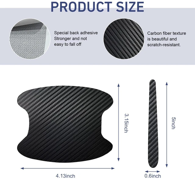 Alt view image 2 of 7 - 8pcs Car Door Handle Protector, Carbon Fiber Handle Sticker, Black | Scratch Protector, Waterproof Self-Adhesive, Protecting Door Handles & Cups, Universal Stylish Decoration for Most Vehicles