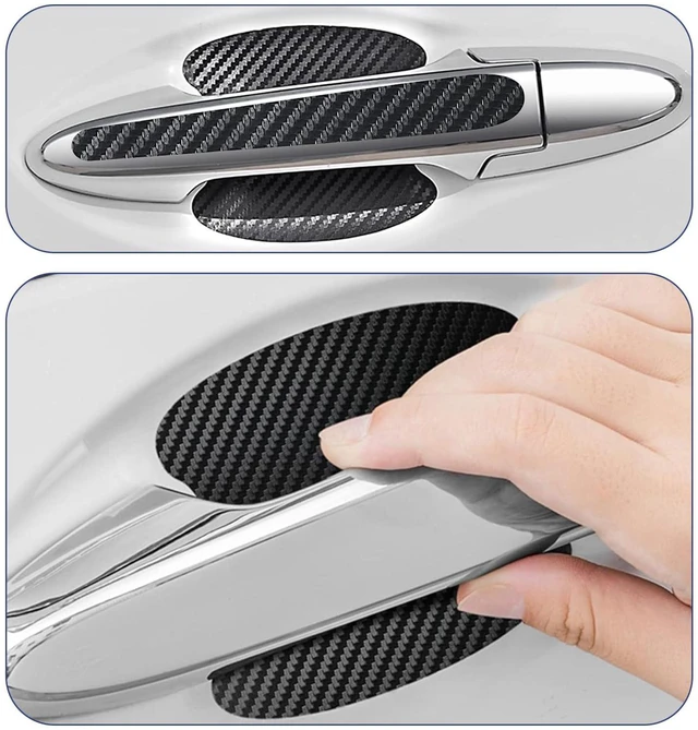 Alt view image 6 of 7 - 8pcs Car Door Handle Protector, Carbon Fiber Handle Sticker, Black | Scratch Protector, Waterproof Self-Adhesive, Protecting Door Handles & Cups, Universal Stylish Decoration for Most Vehicles