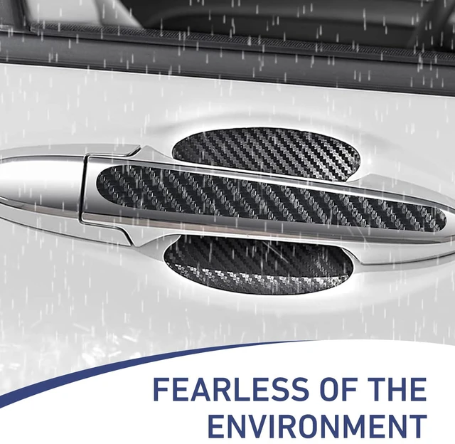 Alt view image 7 of 7 - 8pcs Car Door Handle Protector, Carbon Fiber Handle Sticker, Black | Scratch Protector, Waterproof Self-Adhesive, Protecting Door Handles & Cups, Universal Stylish Decoration for Most Vehicles