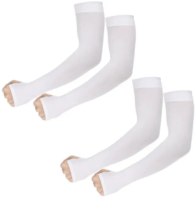 Main image of 2 Pairs Arm Sleeves for Men Women UPF 50 UV Sun Protection Arm Sleeves Compression Volleyball Basketball Sleeve to Cover Arms with Thumb Hole Cooling Sports Tattoo Cover Up Sleeve