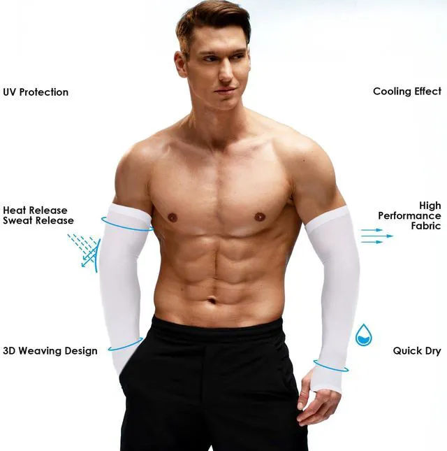 Alt view image 6 of 7 - 2 Pairs Arm Sleeves for Men Women UPF 50 UV Sun Protection Arm Sleeves Compression Volleyball Basketball Sleeve to Cover Arms with Thumb Hole Cooling Sports Tattoo Cover Up Sleeve