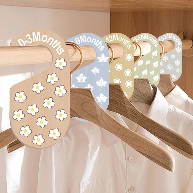Alt view image 2 of 5 - 8pcs Baby Closet Dividers - Wooden Baby Clothes Organizer for Nursery & Closet - Adorable 8 Size Clothes Organizer with 8 Unique Designs - Dress Dividers for Boys & Girls (8 Patterns-9)