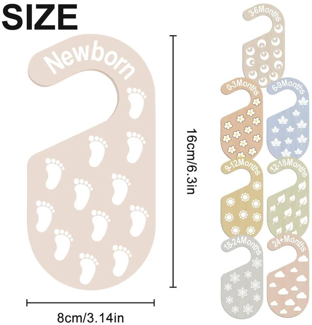 Alt view image 4 of 5 - 8pcs Baby Closet Dividers - Wooden Baby Clothes Organizer for Nursery & Closet - Adorable 8 Size Clothes Organizer with 8 Unique Designs - Dress Dividers for Boys & Girls (8 Patterns-9)