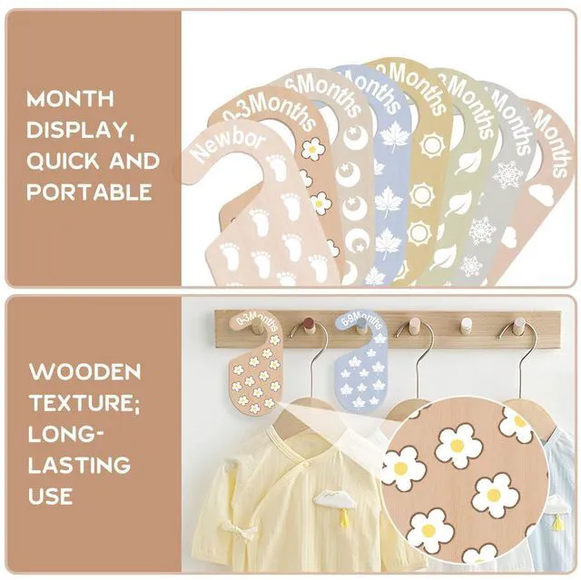 Alt view image 5 of 5 - 8pcs Baby Closet Dividers - Wooden Baby Clothes Organizer for Nursery & Closet - Adorable 8 Size Clothes Organizer with 8 Unique Designs - Dress Dividers for Boys & Girls (8 Patterns-9)