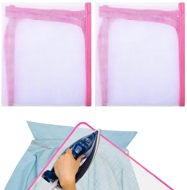 Alt view image 3 of 7 - 2 Pack Pressing Cloth for Ironing,15.7 × 23.6 Inch Mesh Cloth Ironing Pad Ironing Cloth to Protect Clothes, Scorch-Saving Insulation Press Cloth for Ironing (Pink)