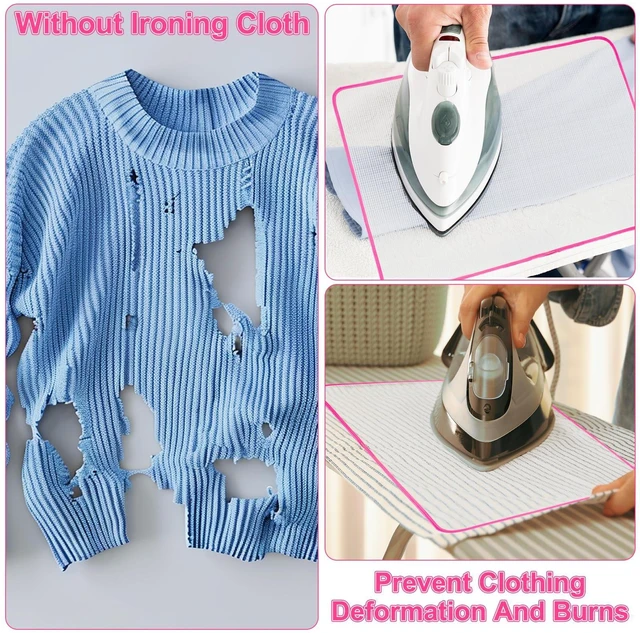 Alt view image 5 of 7 - 2 Pack Pressing Cloth for Ironing,15.7 × 23.6 Inch Mesh Cloth Ironing Pad Ironing Cloth to Protect Clothes, Scorch-Saving Insulation Press Cloth for Ironing (Pink)