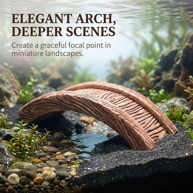 Alt view image 7 of 7 - Plank Bridge Miniature Fairy Garden Accessories, Miniature Pond Lawn Garden Ornament Figurines, Mini Lighthouse Bridge Figurines, Micro Landscape Ornaments for DIY Kit Statues, Brown