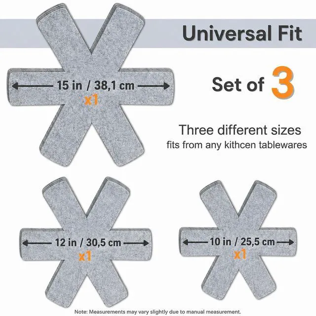Alt view image 3 of 6 - Pot and Pan Protectors, Set of 3 Grey Felt Pot and Pan Separators Pad Pot Dividers Anti-Slip Pad for Stacking and Protecting Cookware Avoid Scratching (Grey)