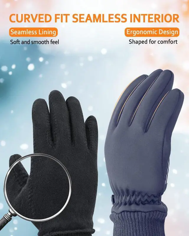 Alt view image 6 of 7 - Waterproof Winter Gloves Touch Screen for Women and Men, Gray, XS | Water proof Touchscreen Gloves with Thermal Warm for Cold Weather Snow, Running, Hiking, Cycling and Winter Activities