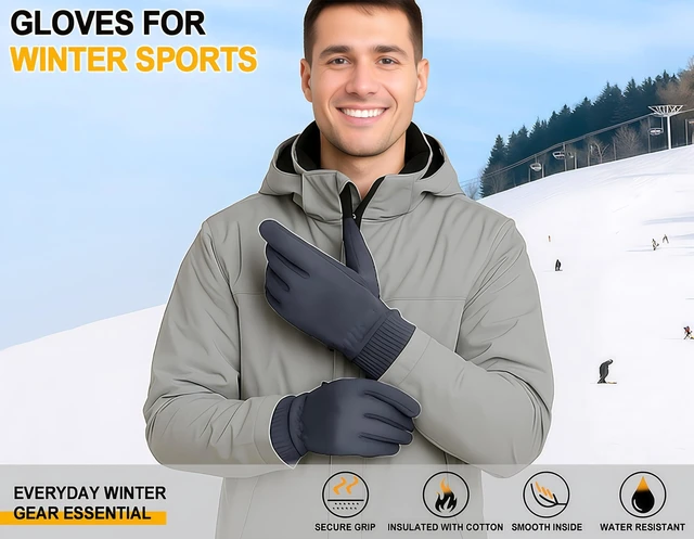 Alt view image 7 of 7 - Waterproof Winter Gloves Touch Screen for Women and Men, Gray, XS | Water proof Touchscreen Gloves with Thermal Warm for Cold Weather Snow, Running, Hiking, Cycling and Winter Activities