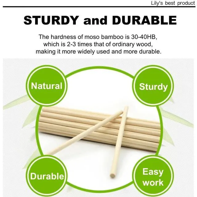 Alt view image 2 of 6 - 25PCS Wooden Dowel Rods - 1/4 x 12 Inch Bamboo Sticks - for Crafts, Cake Dowels and DIY Projects