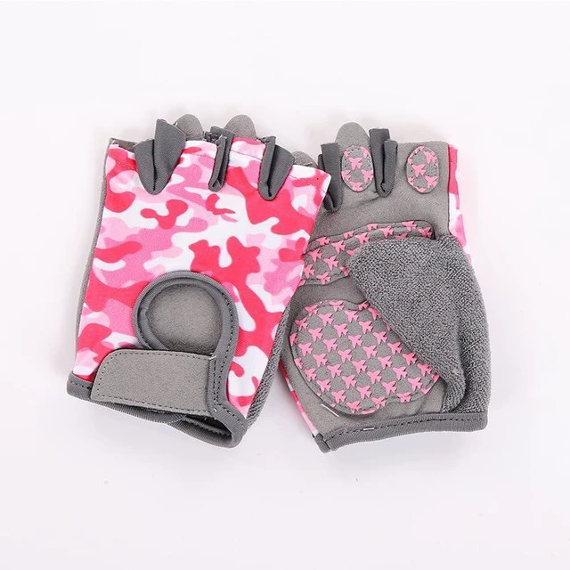 Alt view image 5 of 7 - Fingerless-Cycling-Gloves,Camouflage Non-Slip Bike-Gloves for Girls | 3-14 Years Children breathable fingerless gloves with Non-Slip palms for cycling, Skating, scooters and outdoor sport